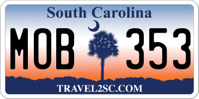 SC license plate MOB353