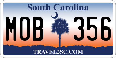 SC license plate MOB356