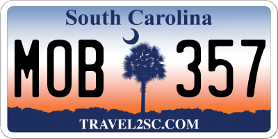 SC license plate MOB357