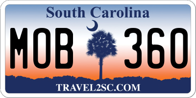 SC license plate MOB360
