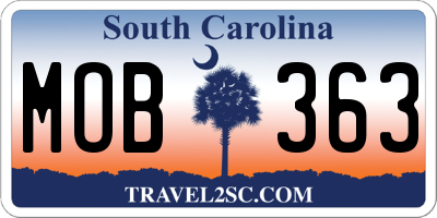 SC license plate MOB363