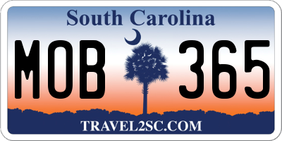 SC license plate MOB365