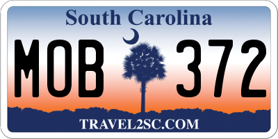 SC license plate MOB372