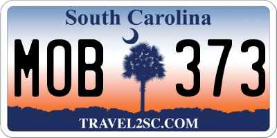 SC license plate MOB373