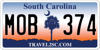 SC license plate MOB374