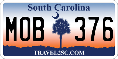 SC license plate MOB376