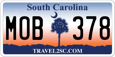 SC license plate MOB378