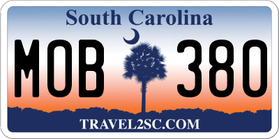 SC license plate MOB380