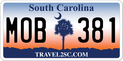 SC license plate MOB381