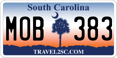 SC license plate MOB383