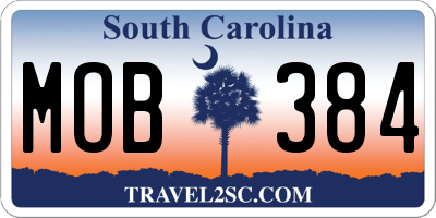 SC license plate MOB384