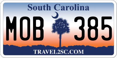 SC license plate MOB385