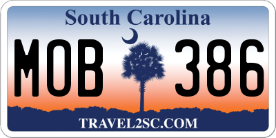 SC license plate MOB386