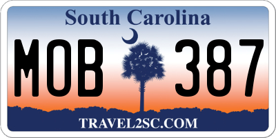 SC license plate MOB387