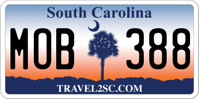 SC license plate MOB388