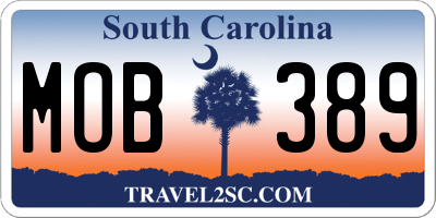 SC license plate MOB389
