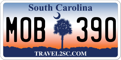 SC license plate MOB390