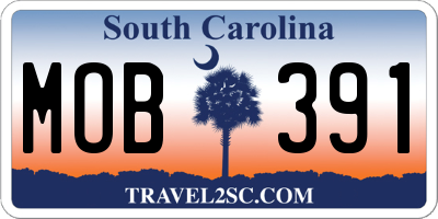 SC license plate MOB391