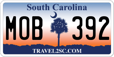 SC license plate MOB392