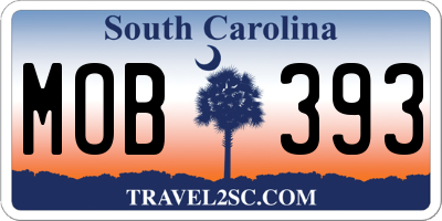 SC license plate MOB393