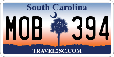 SC license plate MOB394