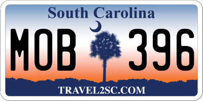 SC license plate MOB396