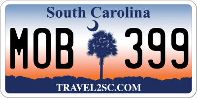 SC license plate MOB399
