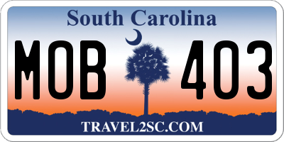 SC license plate MOB403