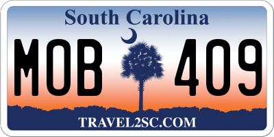 SC license plate MOB409
