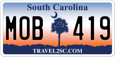 SC license plate MOB419