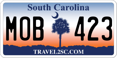 SC license plate MOB423