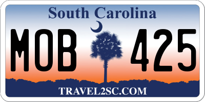 SC license plate MOB425