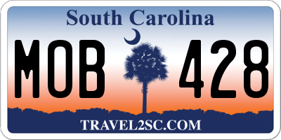 SC license plate MOB428