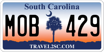 SC license plate MOB429