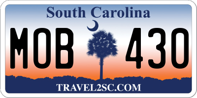 SC license plate MOB430