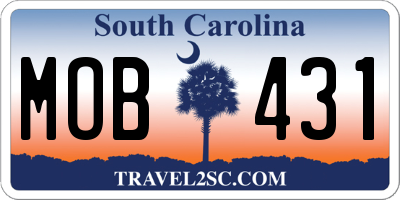 SC license plate MOB431