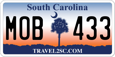 SC license plate MOB433