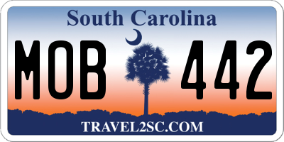 SC license plate MOB442