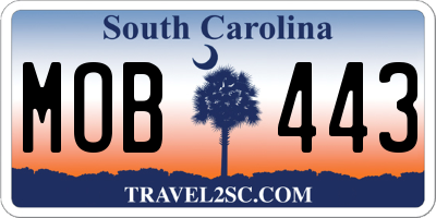 SC license plate MOB443