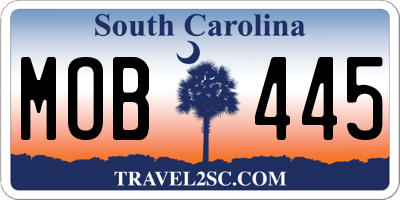 SC license plate MOB445