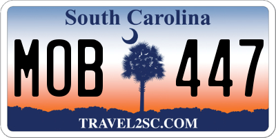 SC license plate MOB447