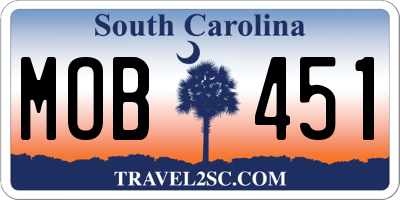 SC license plate MOB451