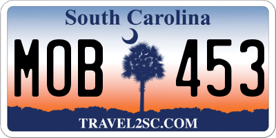 SC license plate MOB453