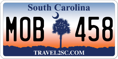 SC license plate MOB458