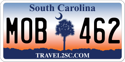 SC license plate MOB462