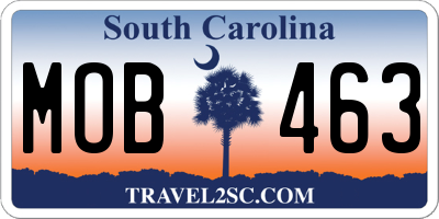 SC license plate MOB463