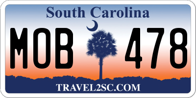SC license plate MOB478