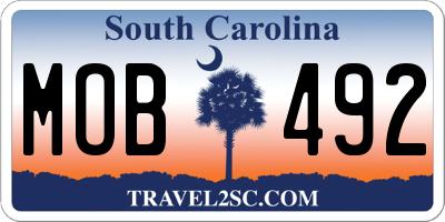 SC license plate MOB492
