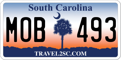 SC license plate MOB493