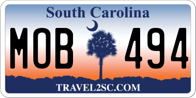 SC license plate MOB494